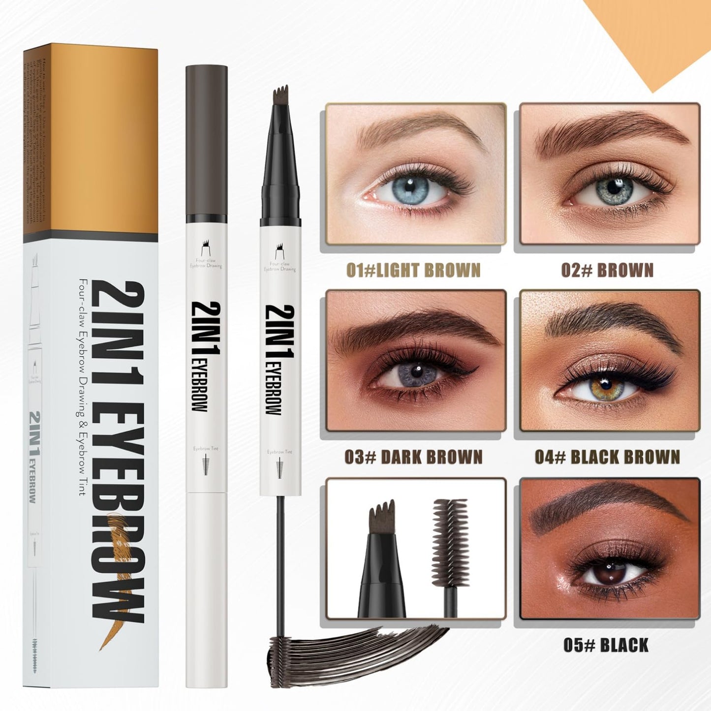 QinZiEn Eyebrow Pencil with Eyebrow Gel,2-In-1 Eyeb/row Pen and Brow Brush,Eyeb/row Pencil Dark Brown,Waterproof Eyebr/ow Pen/cil,Eyebr/ow Filler,Long Lasting Brow Pen,Eyebro/w Pe/n for Beginners