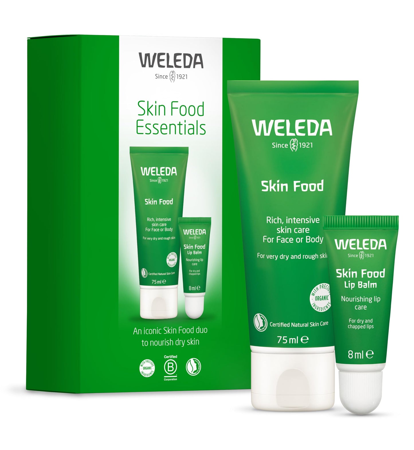 Weleda Skin Food Essentials Duo Pack, Gift Set - Skin Food Original 75ml & Lip Balm, Skin Care Sets for Women & Men, Multiple Uses, 100% Certified Natural, Organic