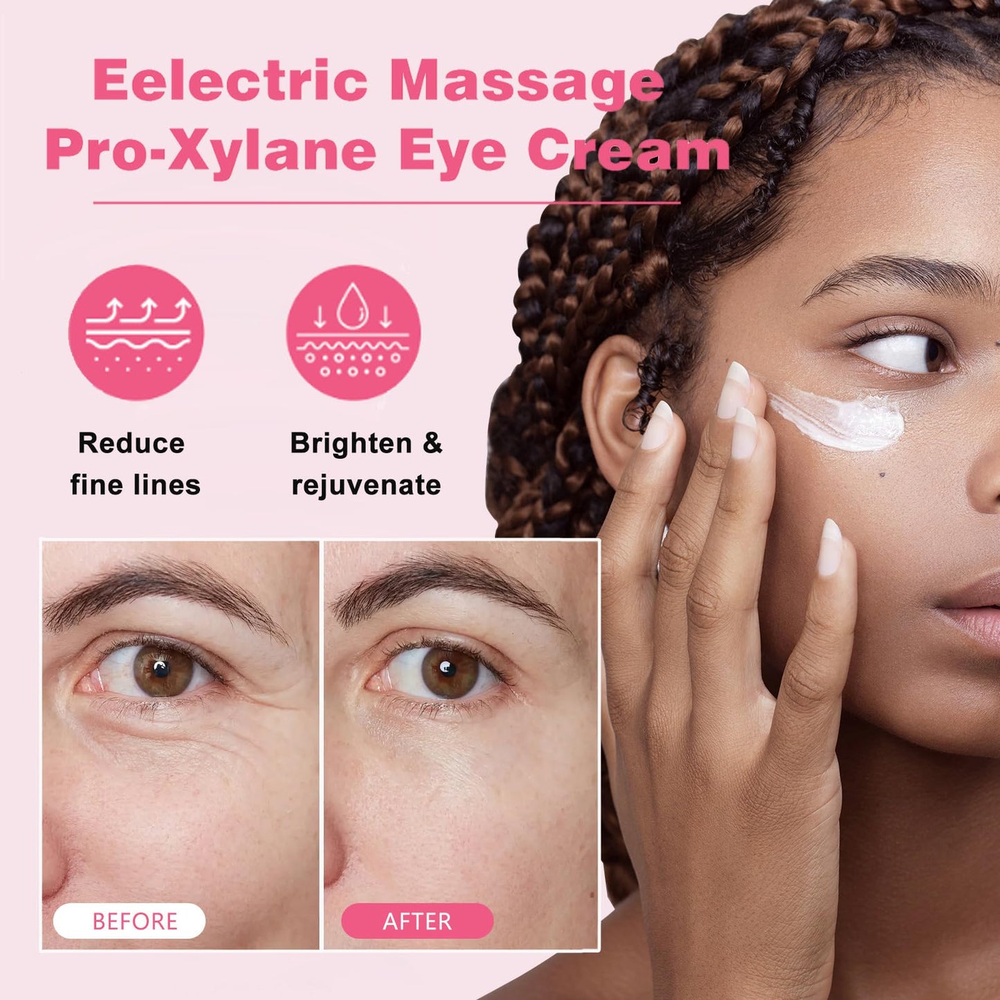 AH-8 Neck Firming Cream & Electric Massage Eye Cream, Firming Cream For Loose Skin, Face & Eye Skin Tightening Skincare Set, Anti-Wrinkle Therapy For Neck Lines, Crow'S Feet, Dark Circles