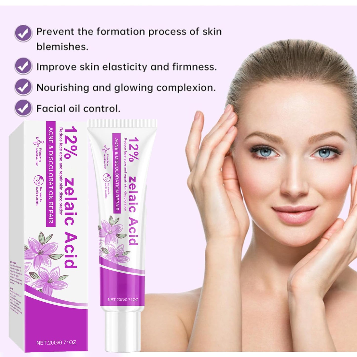 MEITREND Acid 12% Facial Serum,2PCS Rosacea Treatment for Face,Anti Acne Cream for Women & Men,Anti Redness Cream for Face,Reduce Acne & Removes Redness,Skin Care Gel