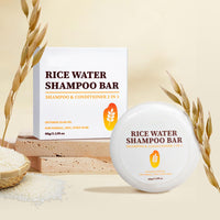 AuraBeen 2-in-1 Rice Water Shampoo & Conditioner Bar for Hair Growth with Coconut Oil & Argan Oil - Anti Hair Loss Shampoo Bar