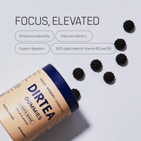 DIRTEA 60 Lion's Mane Mushroom Gummies | 2,400mg / Serving | Vegan, Natural & Sugar Free | with Vitamin B12 & B5 | Focus & Memory Supplement | 60 Gummies (30 Servings) - Apple Flavour