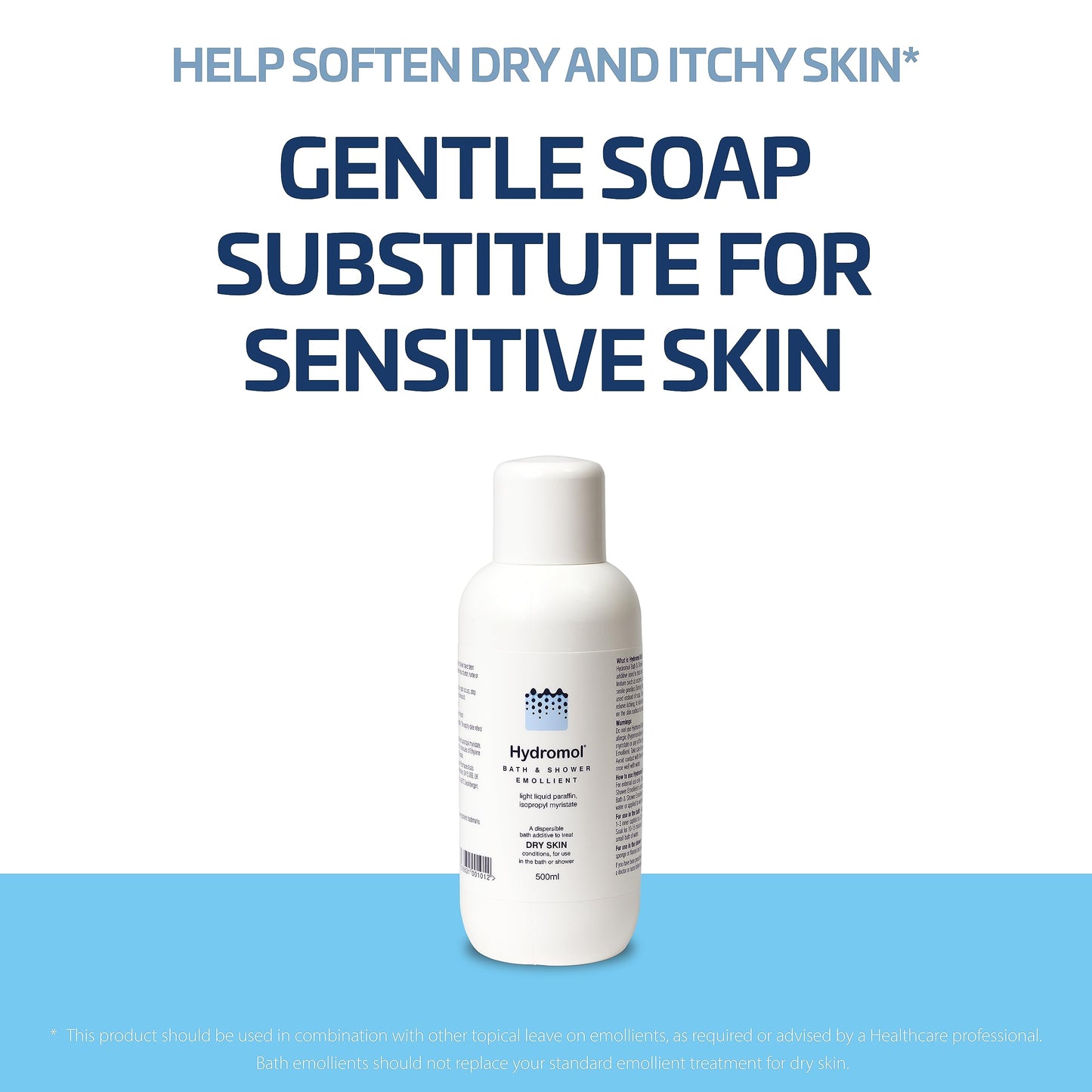 Hydromol Bath and Shower Emollient 500 ml, for the Management of Eczema, Dermatitis, Psoriasis and Other Dry Skin Conditions