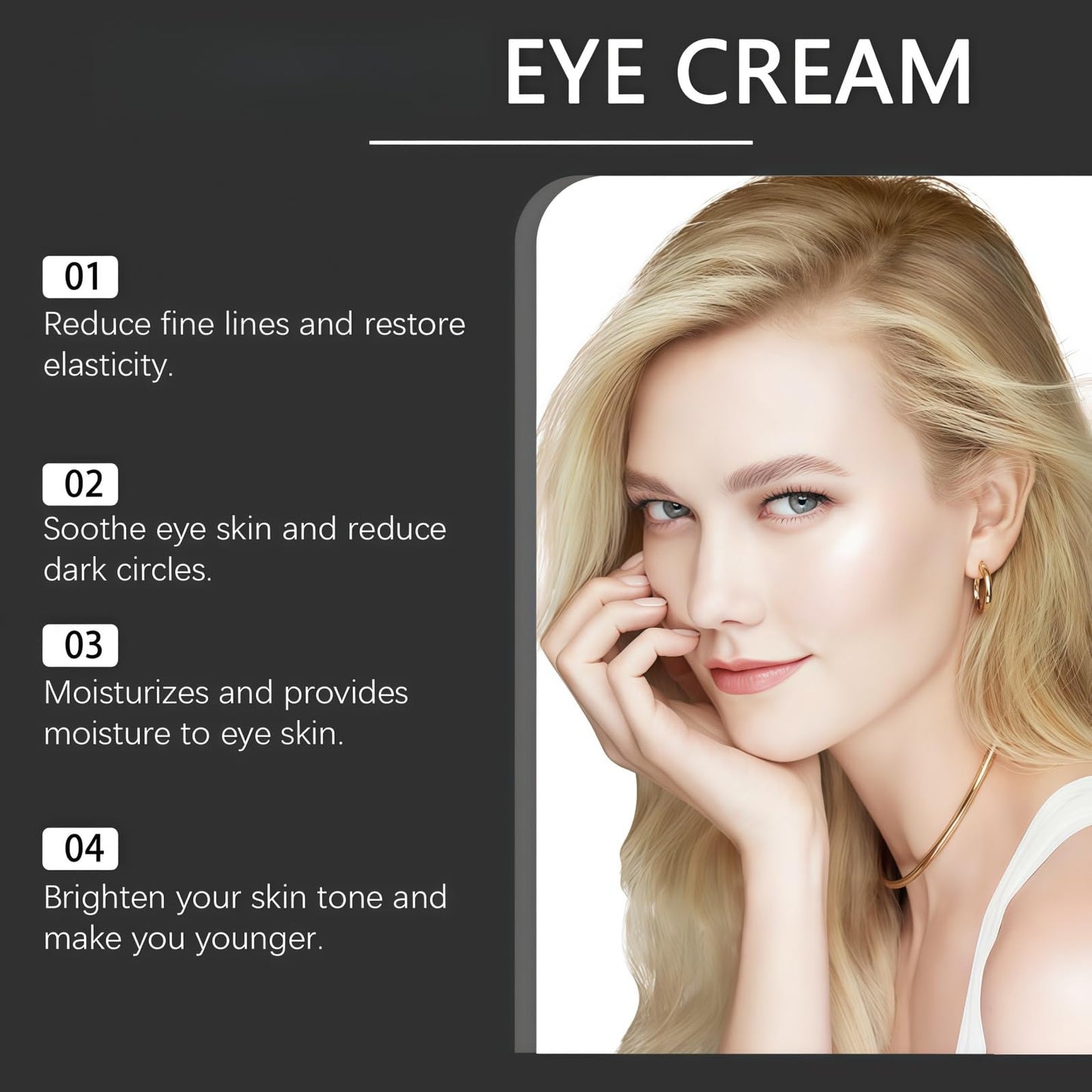 Fankayi Caffeine Eye Cream for Dark Circles and Puffy Eyes,Hyaluronic Acid Under Eye Cream for Dark Circles and Puffiness Anti Aging,E-ye Cr-eam for Lines and Wrinkles and Da-rk Cir-cles
