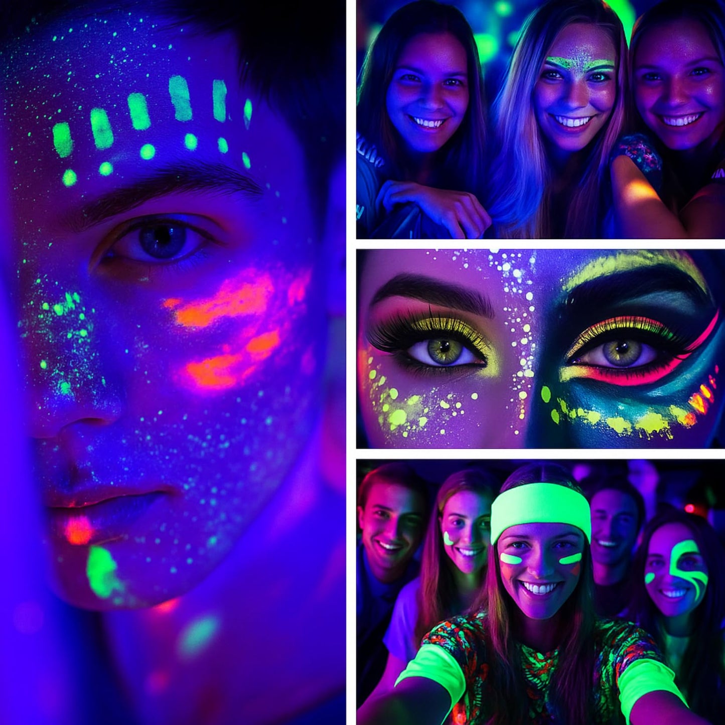 Generic 8 Colors Neon face paint – UV glow in the dark face paint palette – quick-dry and easy to remove – vibrant body and eyeliner colours for parties and festivals