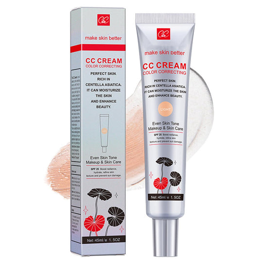 CC Cream with Centella Asiatica, Color Correcting CC Cream Lightweight Skin Perfector Tinted Moisturiser, Full Coverage Invisible Pores Face Concealer Makeup CC Cream Light with SPF 25