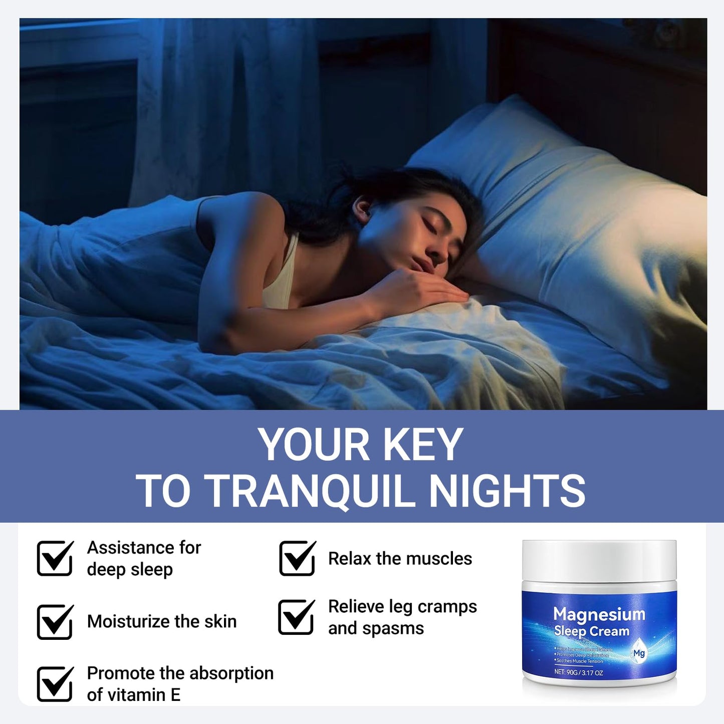 Magnesium Cream for Sleep & Muscle Relaxation, Skin Calming Moisturizing Butter with Magnesium, Sleep Support & Muscle Relaxation