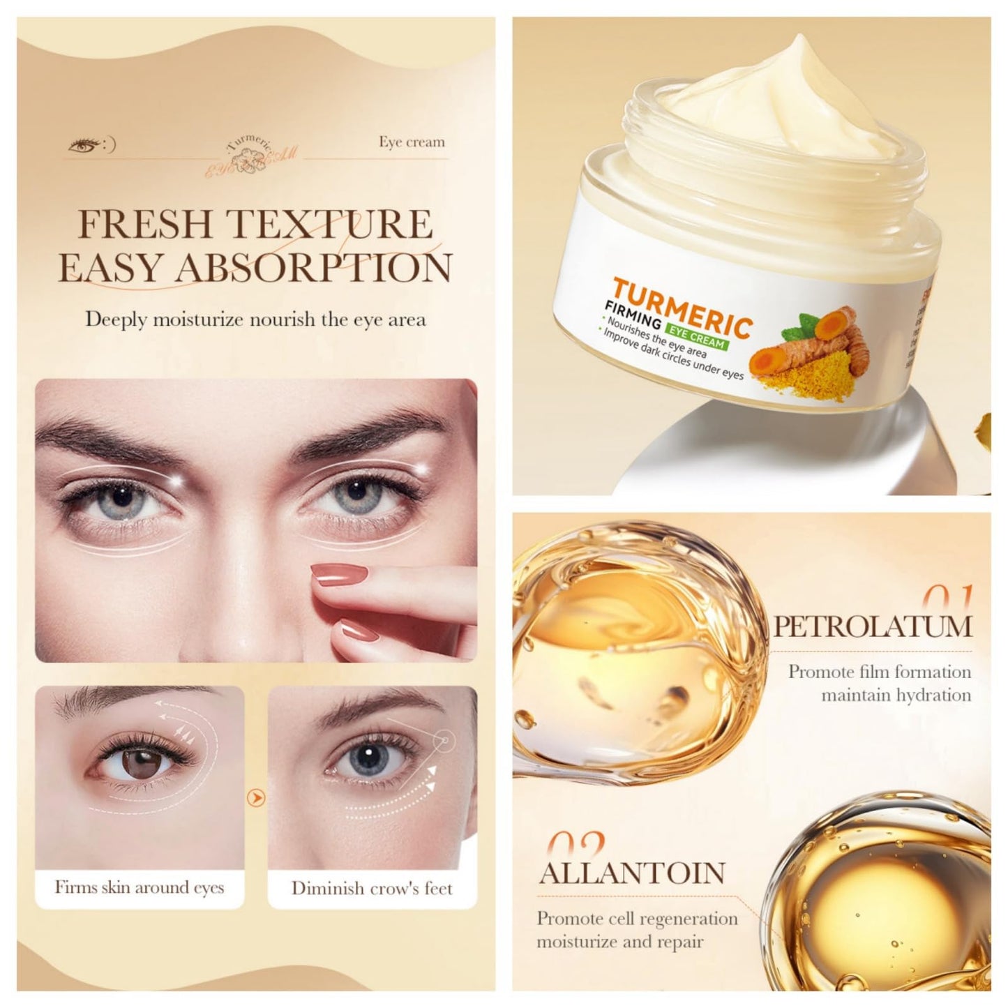AurolaGlow Turmeric Face Cream - Reduce The Appearance Moisturizer For Brightening & Glowing Skin, Reduce The Appearance Of Dark Spots & Wrinkles, Even Out Skin Tone, 50g