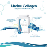Marine Collagen 600mg 60 Capsules - Highly Bioavailable Naticol® Type 1 Produced by enzymatic hydrolysis ensuring The Highest Levels of oligopeptides with Maximum Purity