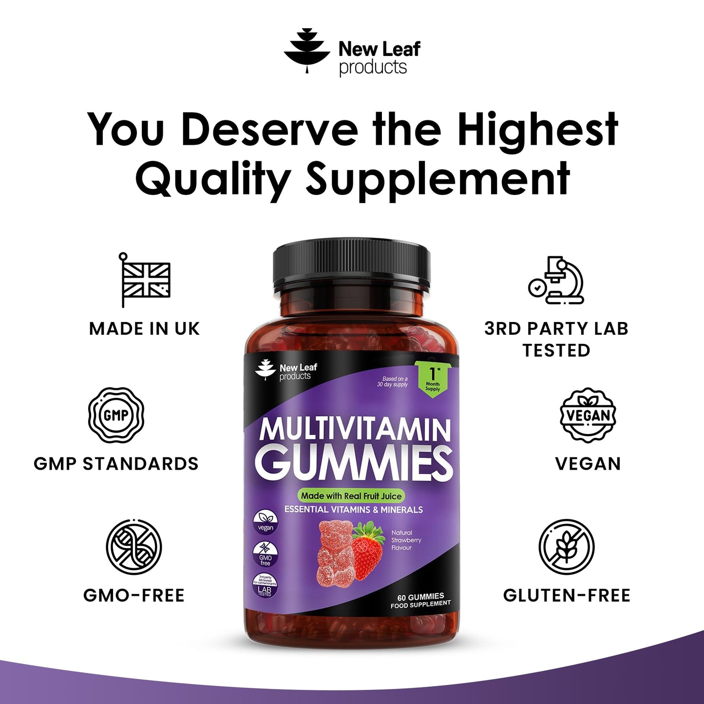Multivitamin Gummies High Strength for Men Women - Vegetarian +14 Essential Vitamins & Minerals - Gluten Free, Non-GMO Multi Vitamins Chewable Adults Vitamin C A D E B12 B6 & Biotin, Zinc & Iodine