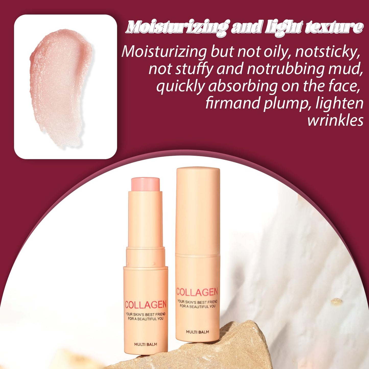 Generic Collagen Multi Balm Stick – Anti-Wrinkle Face Moisturizer, Hydrating Eye & Lip Balm, Firming Collagen Stick for Face, Eyes, Lips & Neck