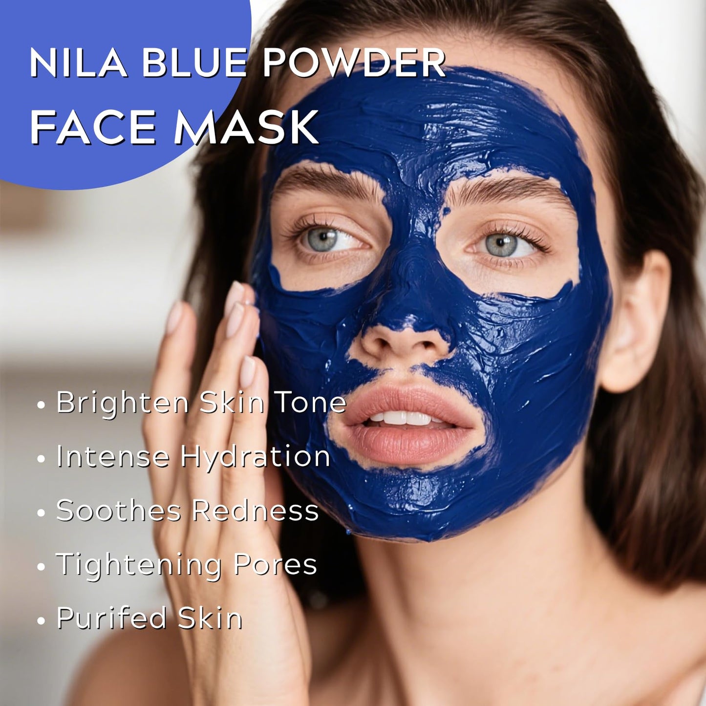 Blue Nila Powder100g, Indigo Powder for Hair, Natural Moroccan Face & Hair Care Powder for Hydrating & Soothing, Brightening Dark Elbows, Knees, Underarms, Nila Face Masks Skincare