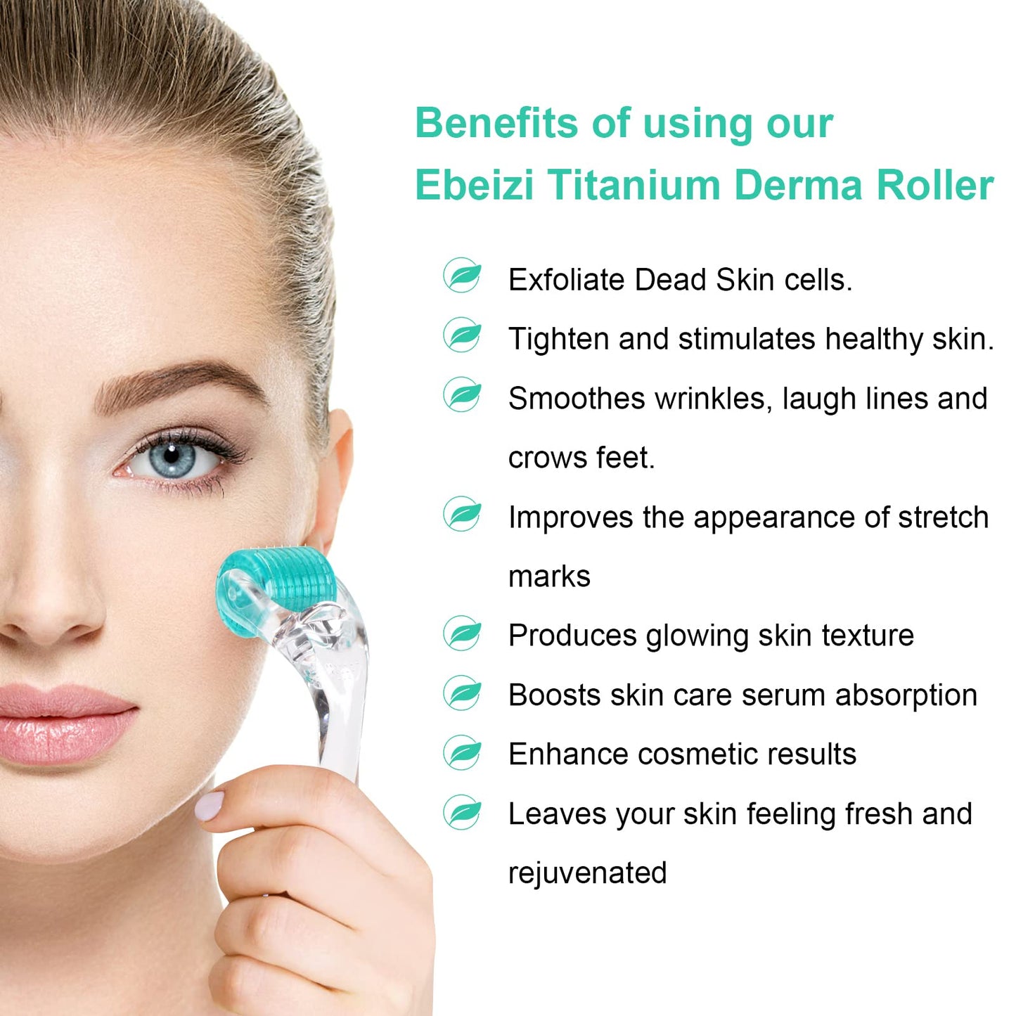 ebeizi Best Derma Roller 192-1.0 mm Needles Master Micro Needle System Skin Anti-Ageing Acne Stretch Marks Cellulite Skin Reduce Hair loss