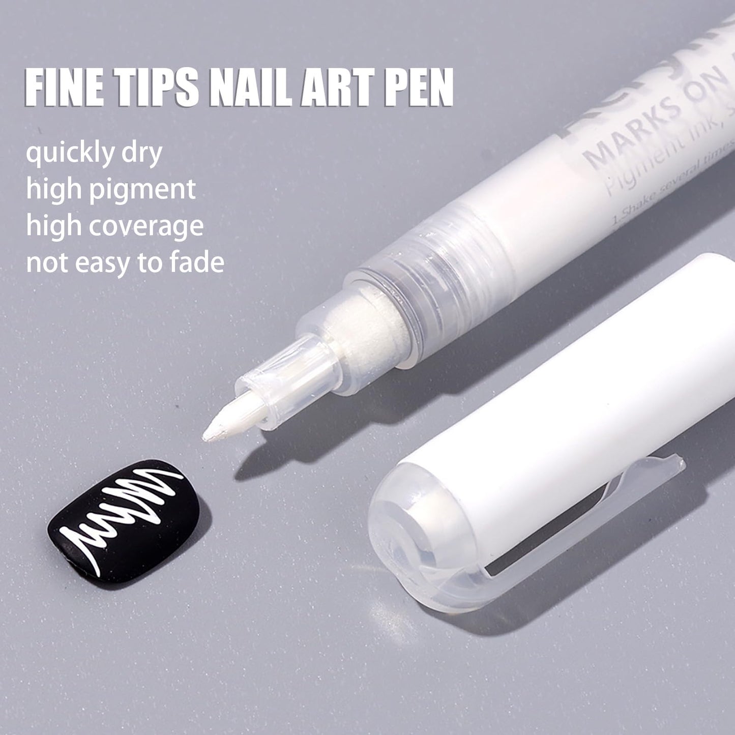 Quick Dry Fine Tips Nail Art Pen, Nail Varnish Pens For DIY Manicure, Nails Drawing Pen For DIY,White Nails Pencil, French Tip Stamp Pens, Manicure Tools(White)