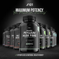 ALPHA01 Organic Psyllium Husk Fibre 600mg - 4 Months Supply - Natural Prebiotic Fibre Supplement from Raw Plantago Ovata Seeds - 120 Vegan Capsules