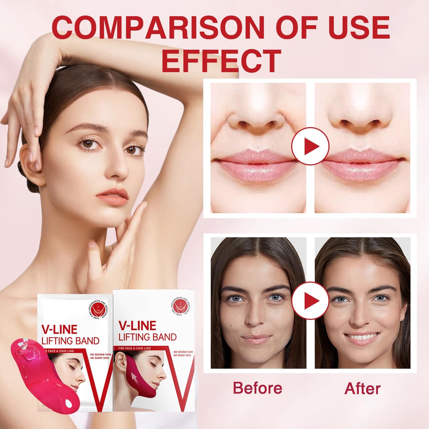 COWANIEE 5 Pcs Chin Lift Mask, Double Chin Lifting Mask for Women
