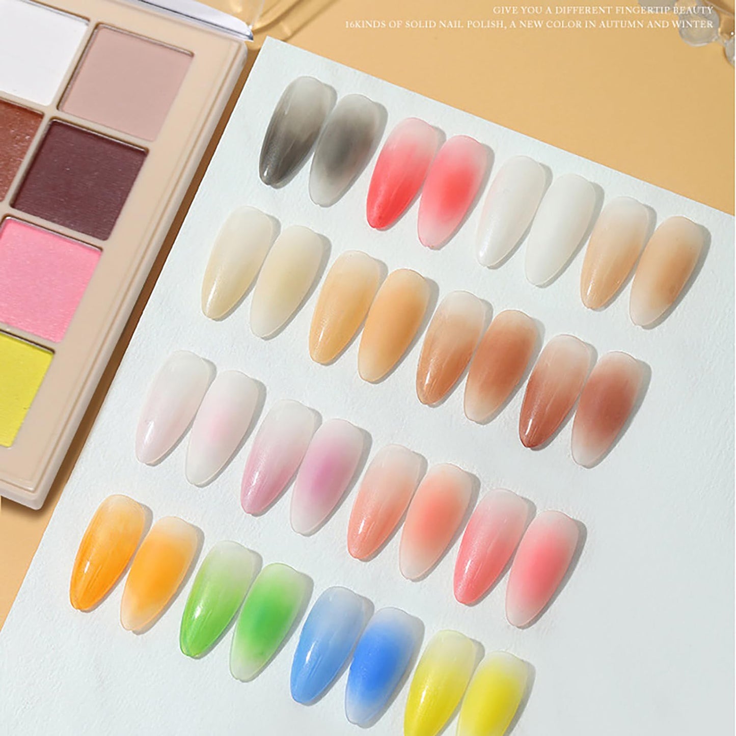 MKNZOME 16 Colours Nail Pigment Powder, Chrome Nail Powder【2025 Upgrade】Yellow Pink White Nail Art Palette for Nail Design, Nail Art Body and Crafts Salon Home Use