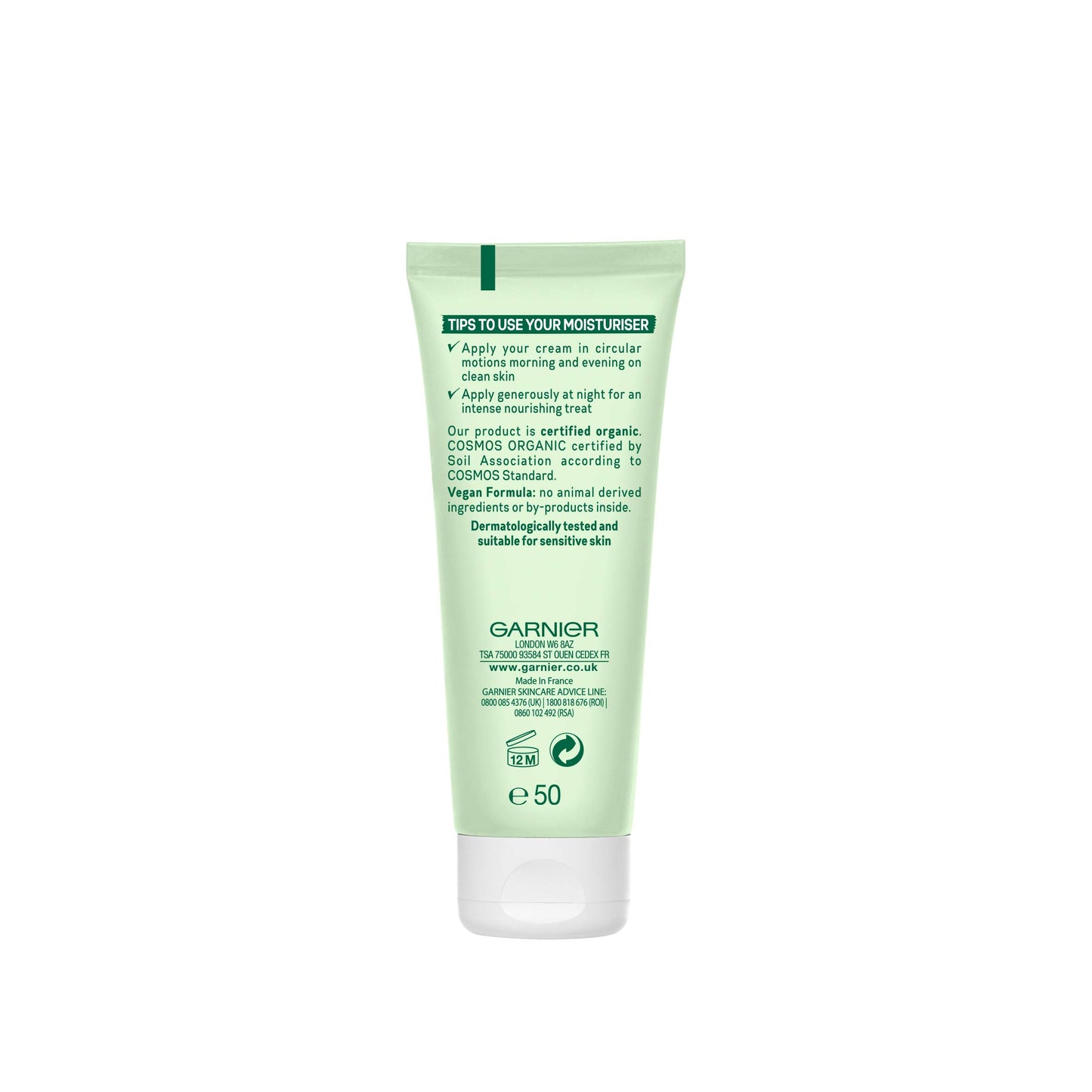 SkinActive Face Garnier Organic Argan Nourishing Daily Face Moisturiser Day Cream for Dry and Sensitive Skin, Aloe Vera,s 50 ml