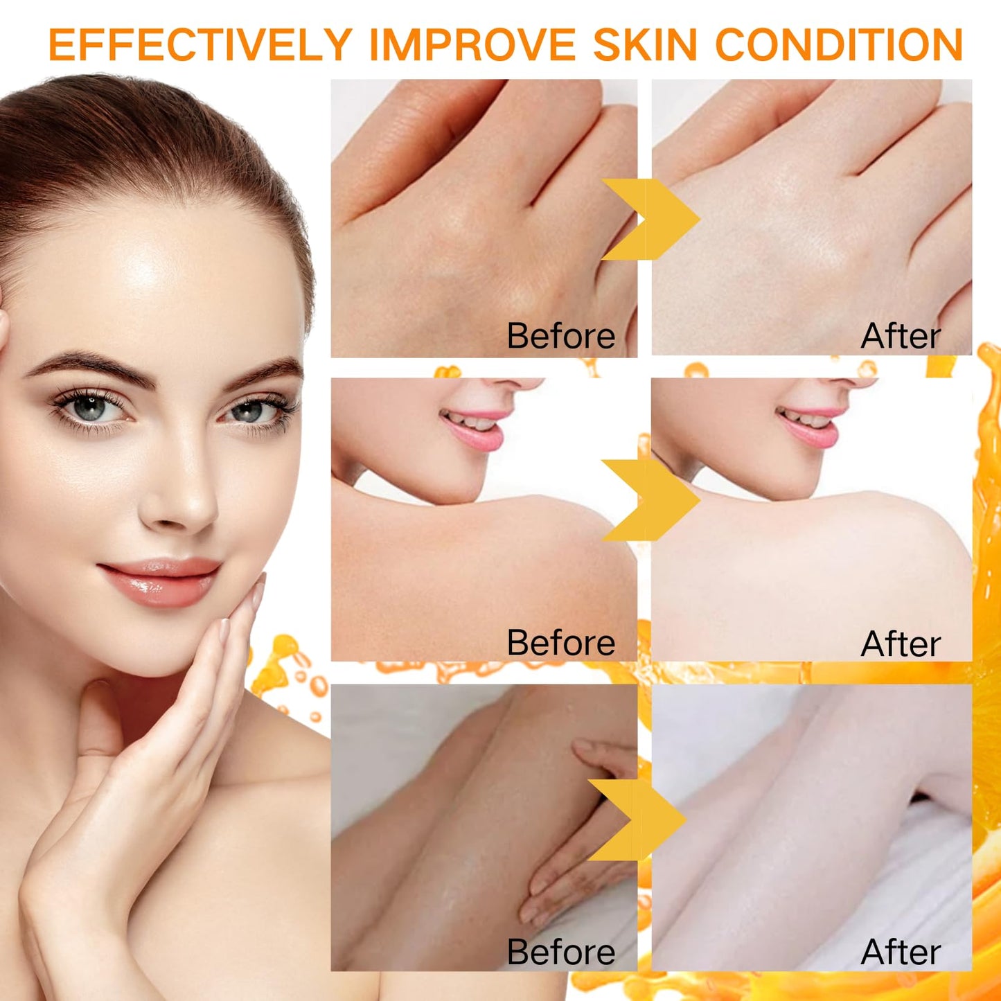 Essential Oils for Skin - Body Oil for Women - 100% Natural Vitamin C Facial Oil Gel,Face&Body Skin Care - Massage Body Oil for Dry Skin Easy Absorb&Anti Winkle 200ml