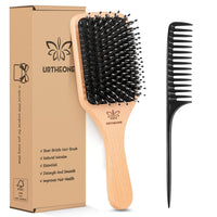 Hair Brush Boar Bristle Hairbrush for Thick Curly Thin Long Short Wet or Dry Hair Adds Shine and Makes Hair Smooth, Best Paddle Hair Brushes and Comb Set for Men Women Kids