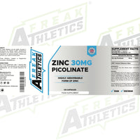 Zinc 30mg as Picolinate 120 Capsules Made in The UK by Freak Athletics