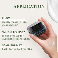 Night Cream Ceramide Moisturiser 50ml, Face Cream for Women with Shea Butter Squalane and Aloe Vera for Sensitive and Dry Skin Moisturiser Face Women - Face Care - Face Moisturiser - Satin Naturel