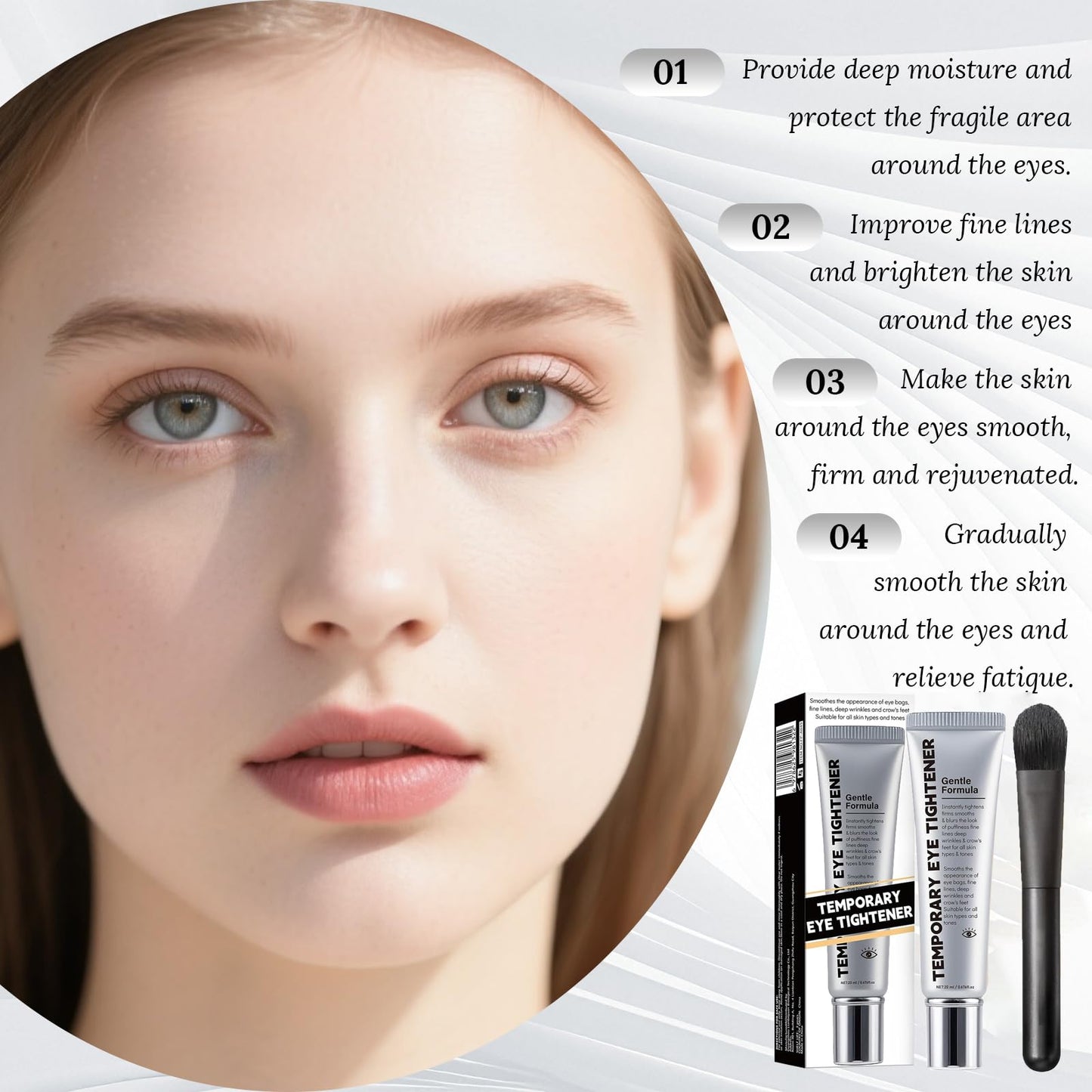 Generic Temporary Eye Tightener With Brush | Perfection Eye Tightener, EyeTightening Cream Instant, Instant EyeTightener Face Tightening Smoothing, Reduces Fine Lines Wrinkles(2PC)