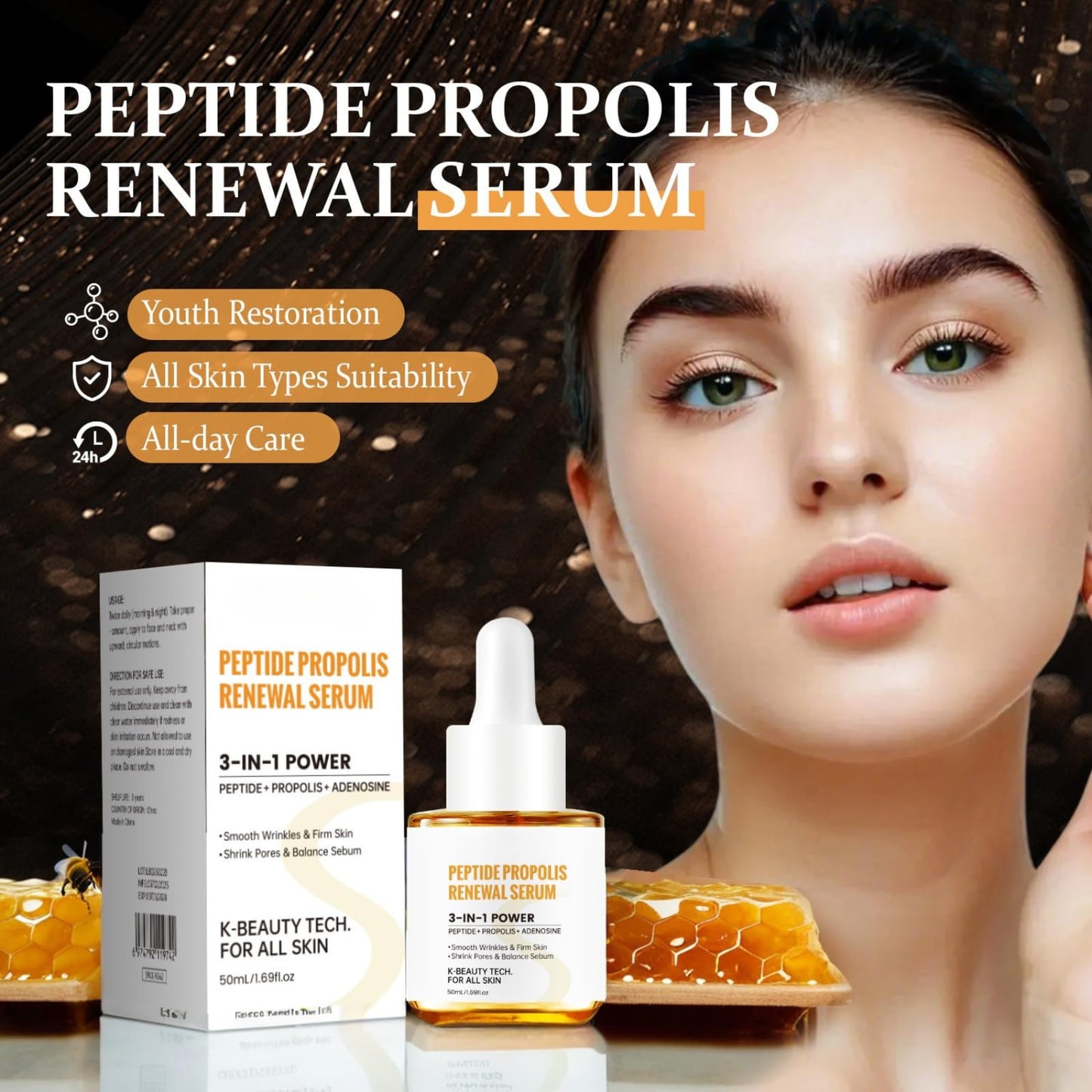 Trendyfave Peptide & Propolis Renewal Serum (50ml) - Anti-Ageing, Skin Repair & Regeneration for Youthful, Glowing Skin