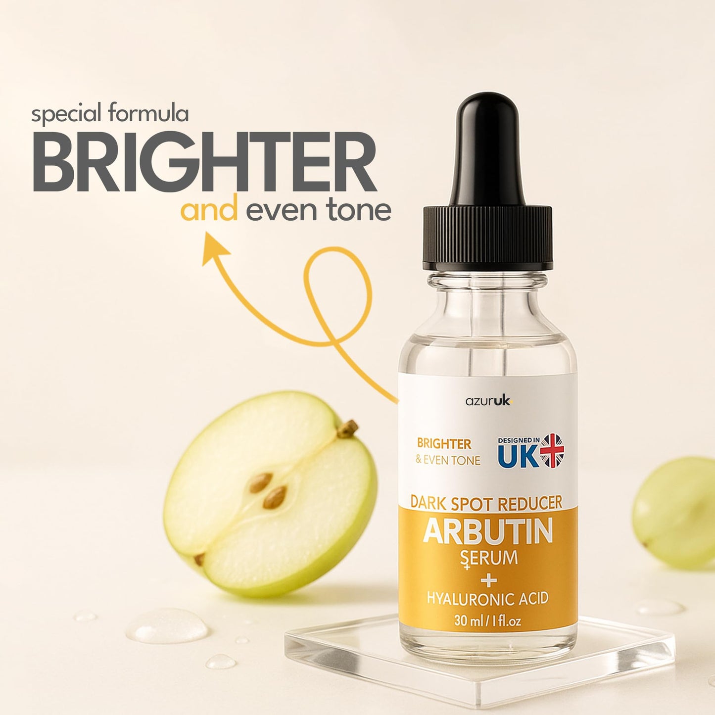 Arbutin Serum - Dark Spot Reducer Face Serum with Hyaluronic Acid, Antioxidant - Brightens & Evens Tones (30ml)