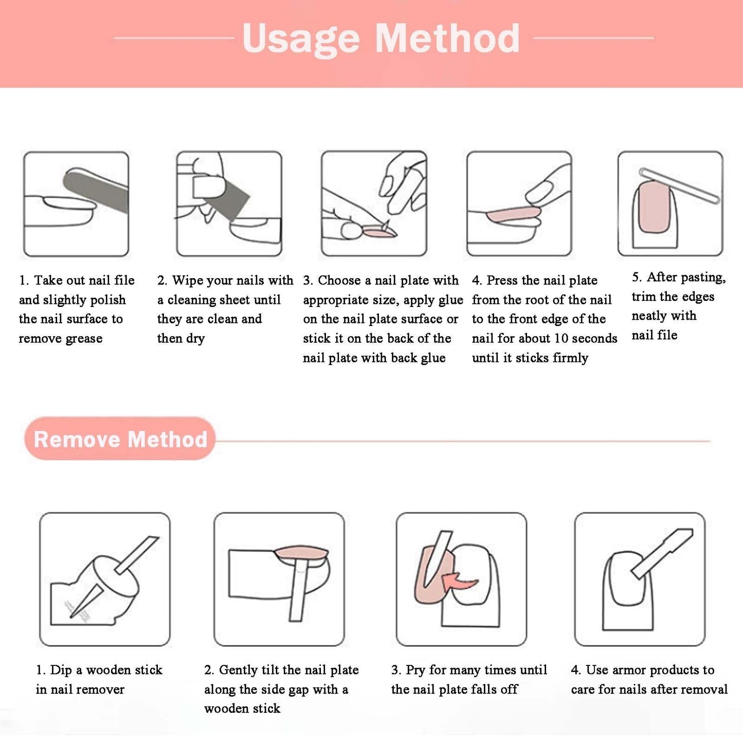 OunTechGlory French Tip False Nails Set - 24Pcs Short White Press on Nails with Glue - Glossy Full Cover Stick on Nails - DIY Nail Art Kit for Women