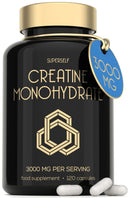 SuperSelf Creatine Monohydrate Tablets 3000mg - Easy to Swallow 120 Creatine Capsules - Vegan Creatine Tablets for Men & Women - Pre Workout Gym Supplement - Creatine Powder Pills for Muscle Growth 30 Servings