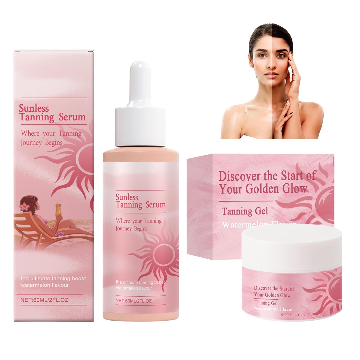 Katslyn Tanning Drops with Tanning Gel,Sunless,Enhances Natural Skin Tone and Glows Healthy Radiance. Suitable for Both Men and Women