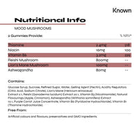 Known - Mood Mushrooms - 60 x Two-a-Day Vegan Gummies with Reishi Mushrooms, Lions Mane and Ashwagandha - Halal Apple Pie Flavoured Adaptogenic Mushroom Gummy - Nootropic Supplement for Mood & Stress