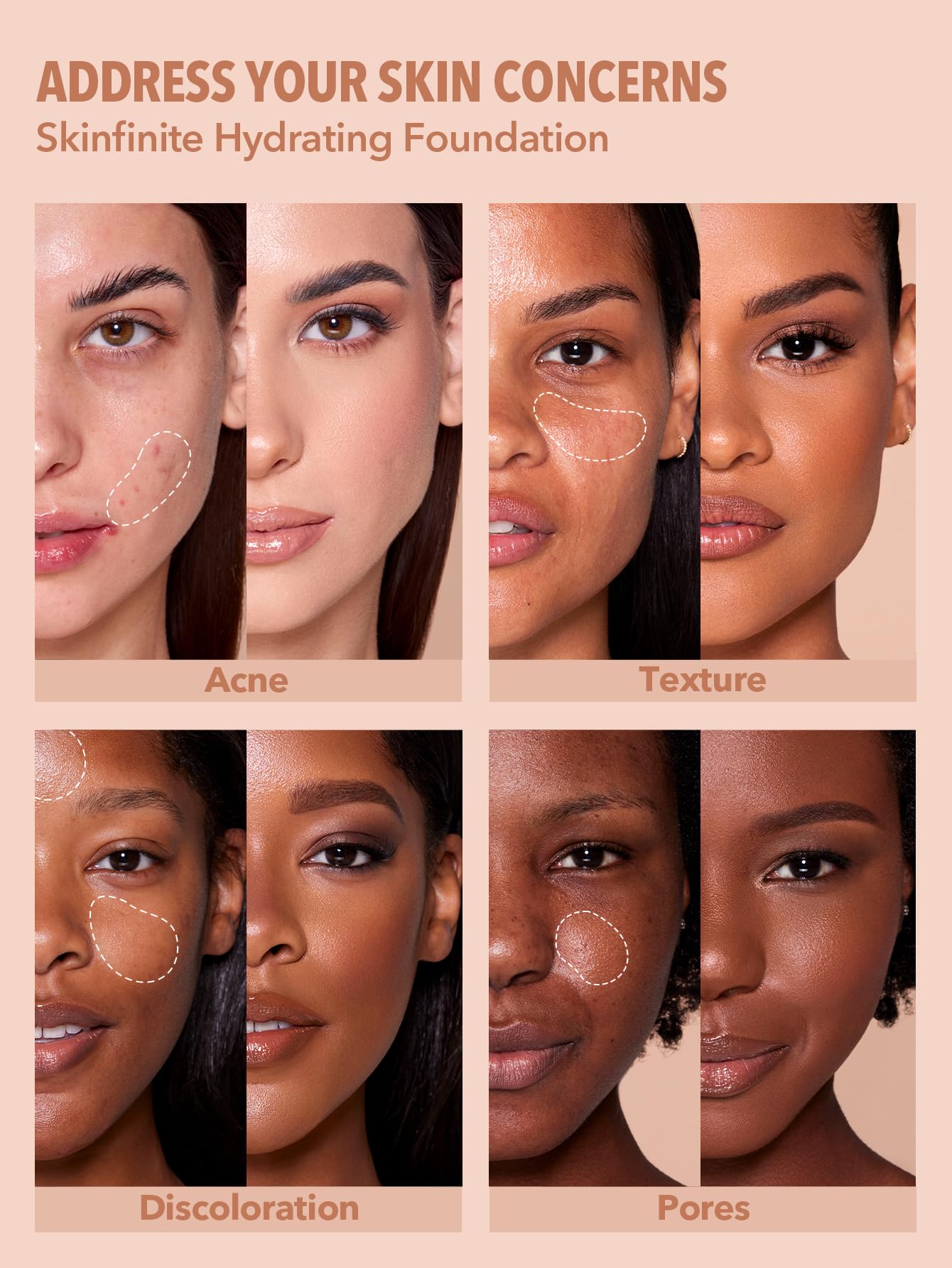 SHEGLAM Skinfinite Hydrating Foundation Flawless Dewy Foundation Hydrating Coverage Invisible Pore Concealer Pore-less Non-Greasy Lightweight Natural Soft Liquid Foundation-Shell