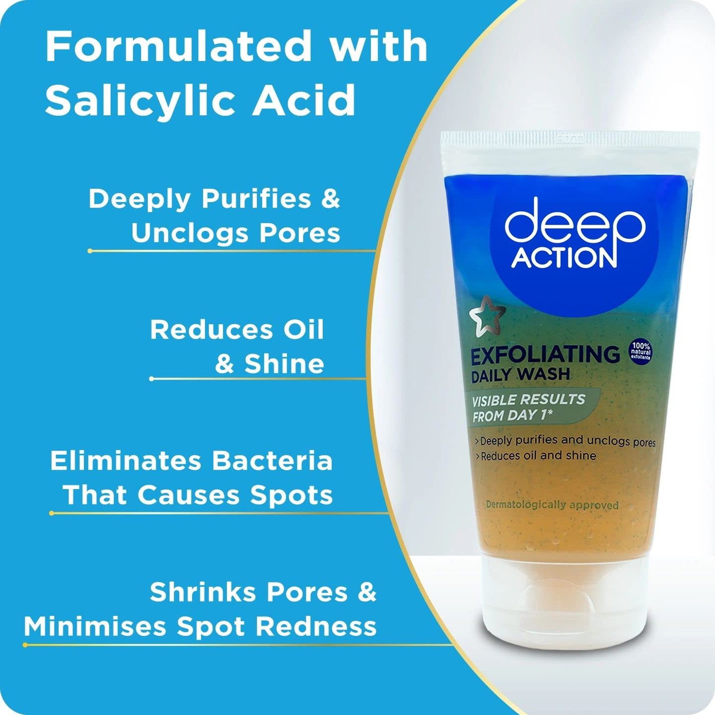 Generic Exfoliating Face Wash with Salicylic Acid (Pack of 3) - Visible Results from Day 1 | Purifies & Unclogs Pores, Reduces Oil & Shine | Cruelty Free & Dermatologically Approved