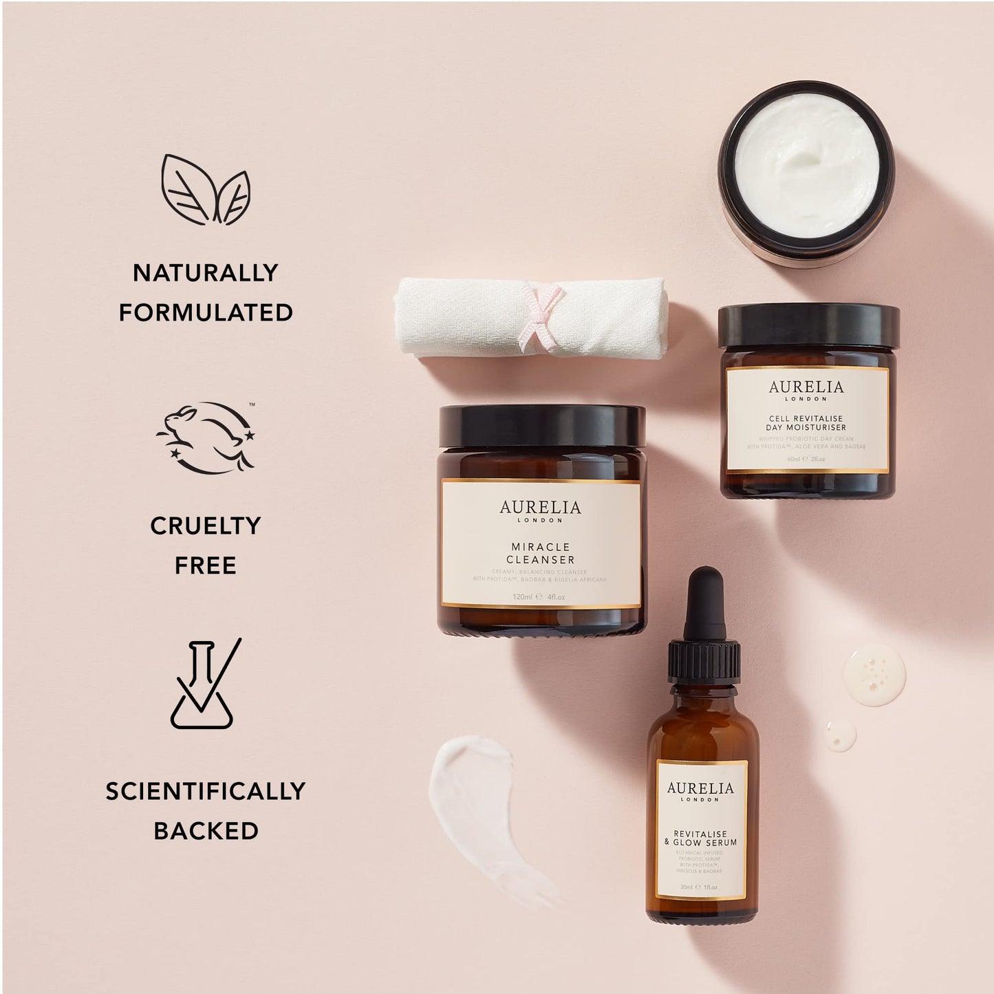 Miracle Cleanser 50ml | Facial Cleanser with Probiotics to Remove Impurities and Makeup | Face Cream with Glycerin to Hydrate Dry Skin | Made from Natural ingredients | Aurelia London