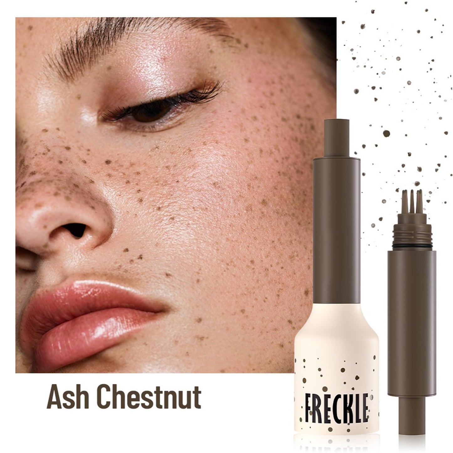 Generic Five-Point Freckle Stamp & Pen – Waterproof, Quick-Drying Faux Freckle & Tattoo Pen for Natural Sun-Kissed Look – Safe for All Skin Types(Ash Chestnut)