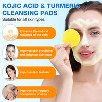 Kojic Acid and Turmeric Pads - 40 Pcs Turmeric Exfoliating Foaming Pads -Kojic Acid Turmeric Cleansing Pads for Face - Water and Oil Blance Turmeric Kojic Pads Gentle & Non-Irritating