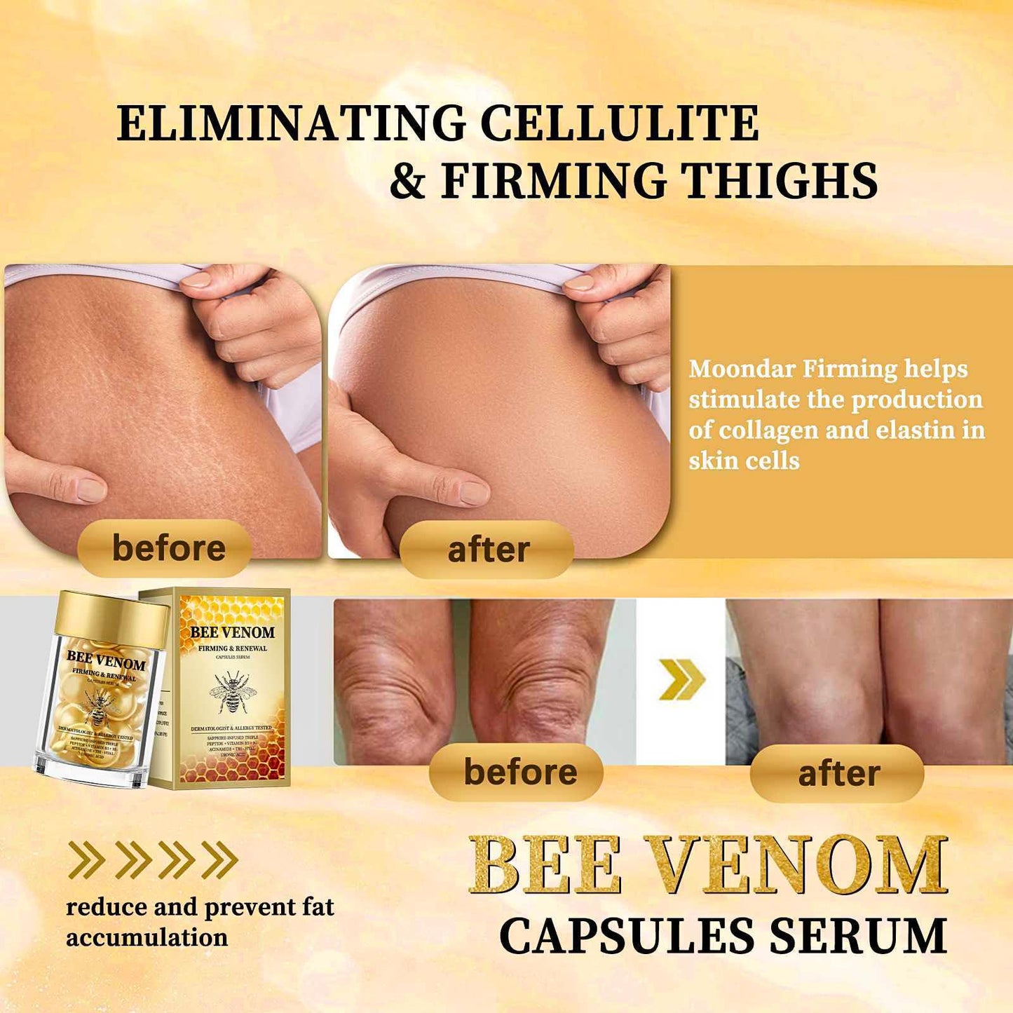 IZBEAUVO Bee Venom Firming & Renewal Capsule, Bee Venom Firming Serum, Anti Aging Serum for Women, Day and Night Serum Capsules, Natural Vegan Formula for Wrinkles, Sagging Skin & Stretch Marks