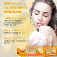 ISBEAUSOLS Lemon Turmeric Soap For Women- Turmeric Soap Bar For Acne Dark Spots Blackheads Soap- Dark Spot Corrector Remover,Acne Remover, Cleanses, Smooth Skin Soap Bar- Moisturizing Soap for Face and Body