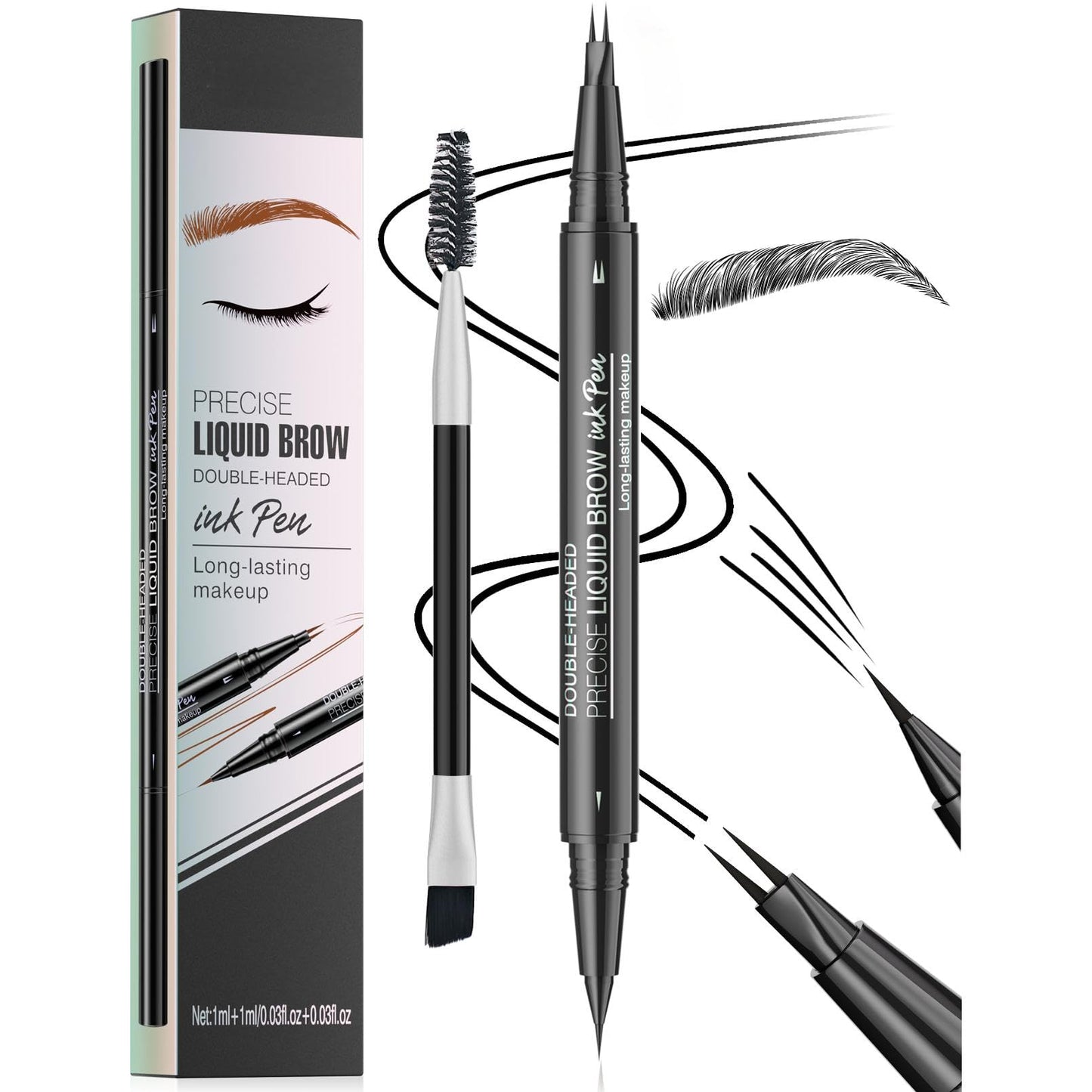 BQQCOB Magic Microblading Eyebrow Contouring Pencil - Eyebrow Pen,Brow Pencil 2-in-1 Dual-Ended - Precise Waterproof Brow Pen 2 Tipped Precise Waterproof With A Micro-Fork Tip Applicator