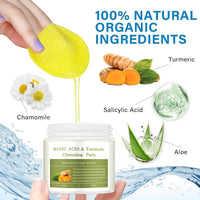 Collin Kacey Kojic Acid and Turmeric Pads - Turmeric Kojic Acid Cleansing Pads - Turmeric Exfoliating Pads for Brightens Skin, Exfoliates, Refreshes Controls Oil, Refines Pores(Pocket-small_30PCS)