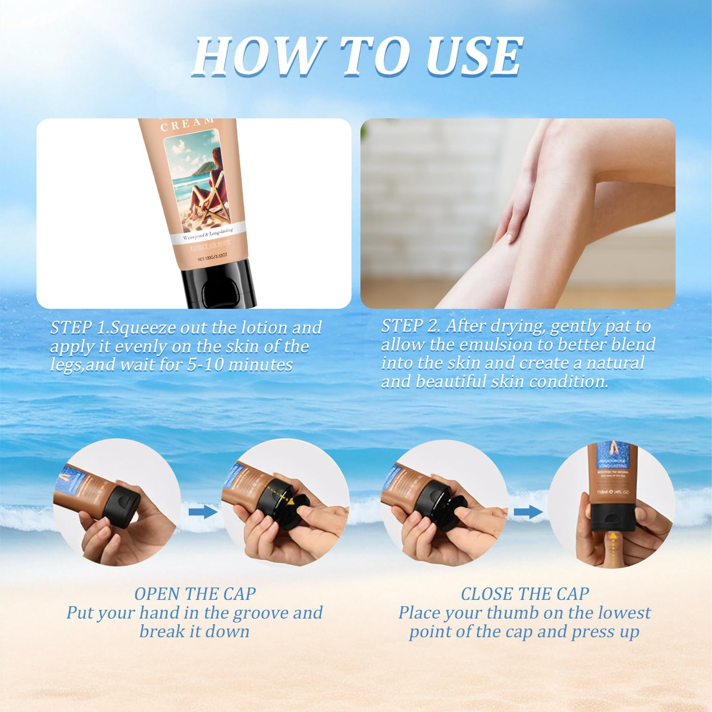Guegine Leg Makeup to Cover Veins,Leg Makeup Full Coverage Waterproof,Body Concealer Long-Lasting,Light,Easy to Apply,Anti-Fading (Dark Skin Color,100g)