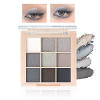 GEEWHILE Black Eyeshadow Palettes, Smoky Eye Shadow Pallets For Women, Long Lasting 9 Colors Shimmer & Matte Eyeshadow Make-Up Palettes, Highly Pigmented Black Silver Gray White Eyeshadow