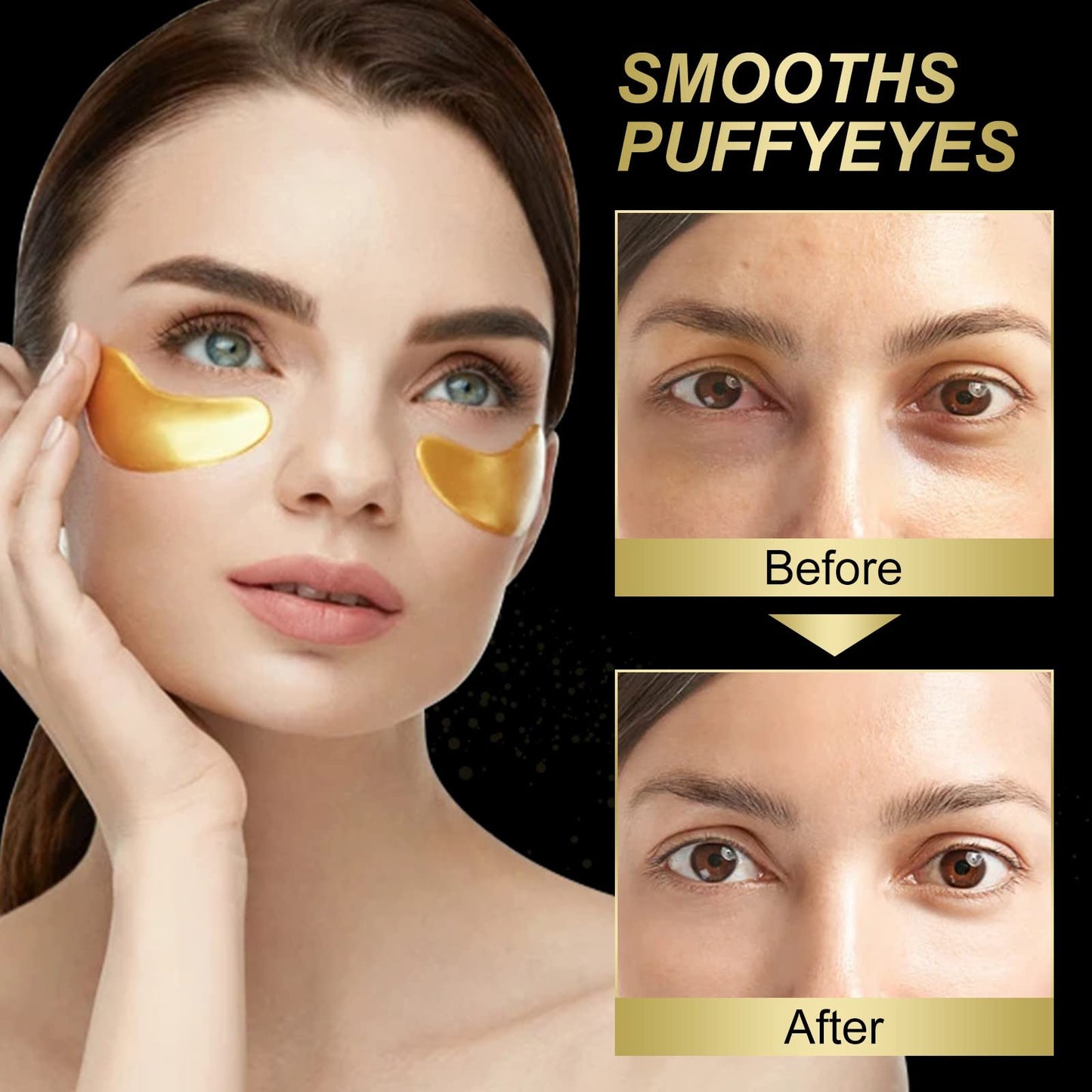 Generic Under Eye Patches,24K Gold Eye Masks, Eye Masks for Anti Wrinkles, Dark Circle Puffiness, Eye Gel Patch Women Men Under Eye Gel Patches (20 Pairs)