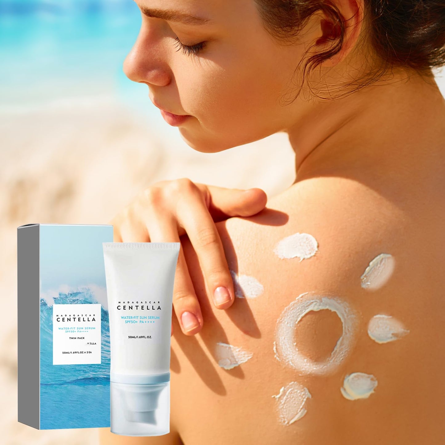 Neyeau Centella Sunscreen, SPF 50 Madagascar Centella Face Sunscreen, PA++++ Water-fit Sun Serum, Skincare Moisturizing, Non Sticky Refreshing UV Defense