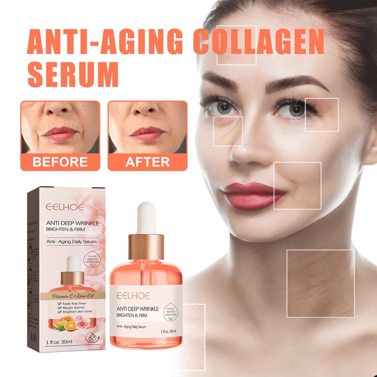 Rose Essential Oil, Facial Oil to Visibly Firm, Hydrate and Reveal Radiant Skin,Squalane + Vitamin C Rose Oil