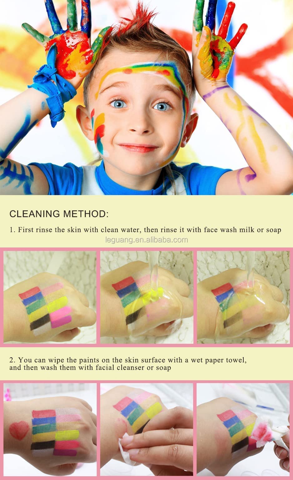 Generic Face Paint Kit for Kids 15 colour Professional with 18 stencils and 2 brushers, 2-4 years ,4-14 an adults
