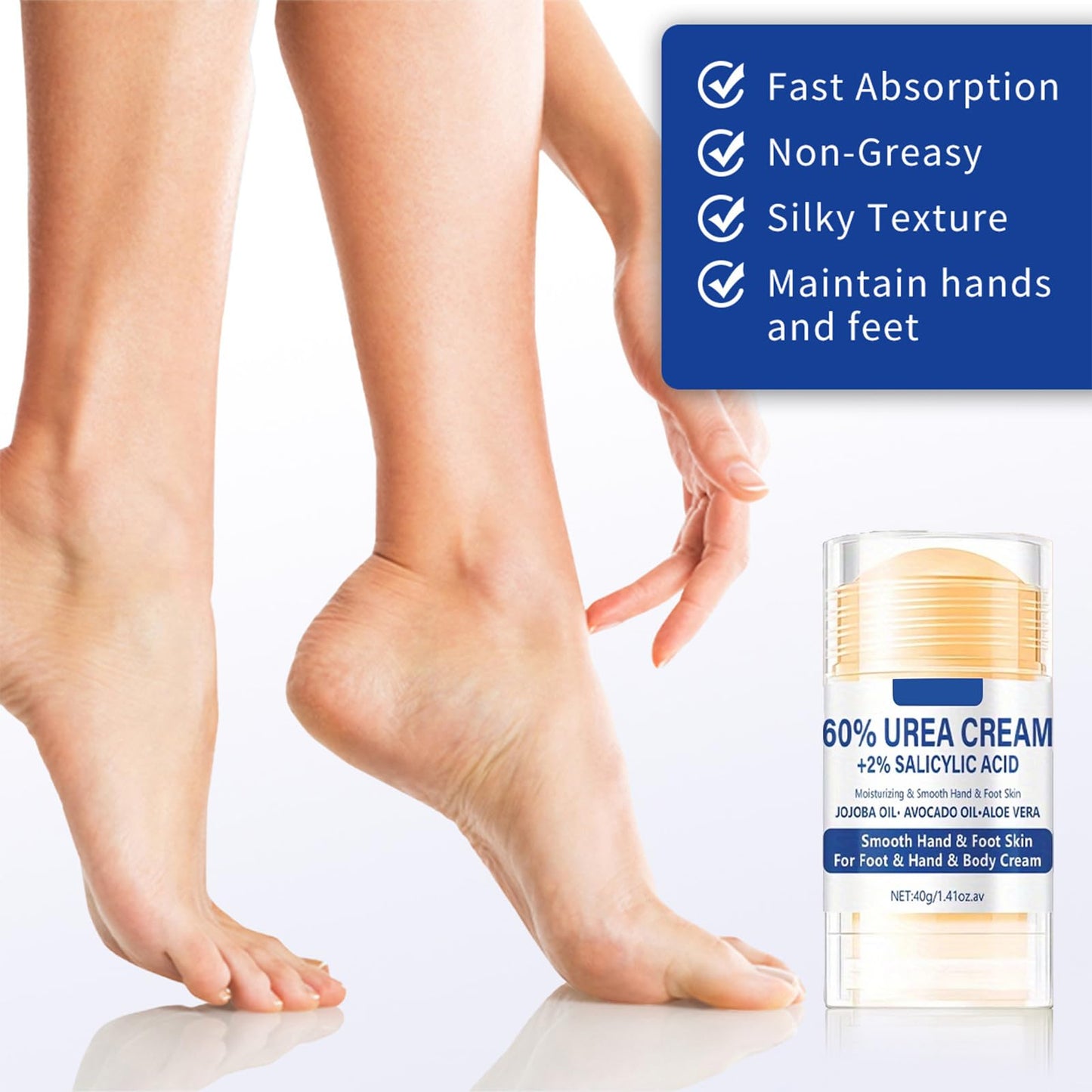 2PC Urea Cream 60 Percent for Feet, Cracked Heel Repair Cream Deeply Moisturizing with Aloe Vera, Urea Foot Cream for Cracked Heels and Dry Skin, Foot Moisturiser
