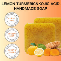 ISBEAUSOLS Turmeric Soap - Kojic Acid Soap - Tumeric Soap Acne for Skin,Moisturizing Body&Face - Vitamin E&C Lemon Turmeric Soap Bar - Face Deep Cleansing Hydrating Kojic Soap 2Pack